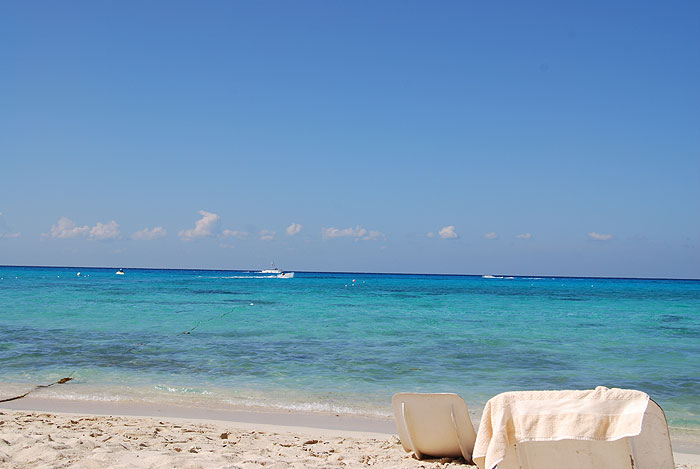 A view of the Carribbean Sea from the beach at Cozumel.