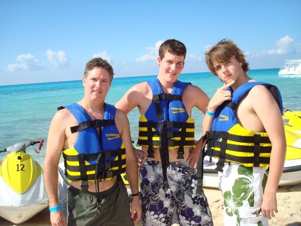 Dave, Dave and Ben model the latest in life-saving accessories from the Carribean.
