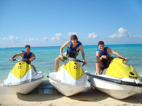 Dave, Ben and Dave preparing for their jet ski adventure.