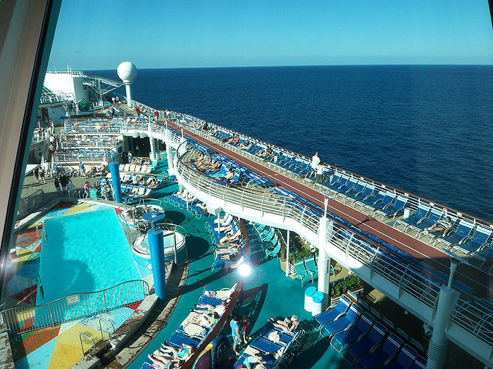 One side of the running track overlooking the ocean. Five laps equal one mile.