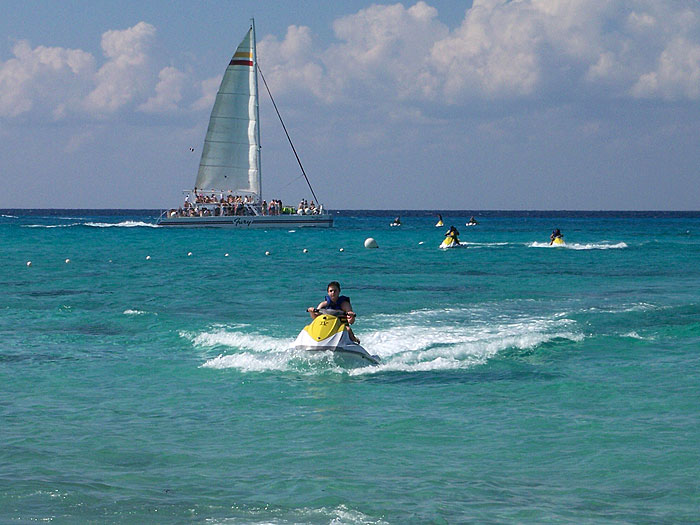 Ben cruises into the no-wake zone after a high-speed session out on the open ocean.