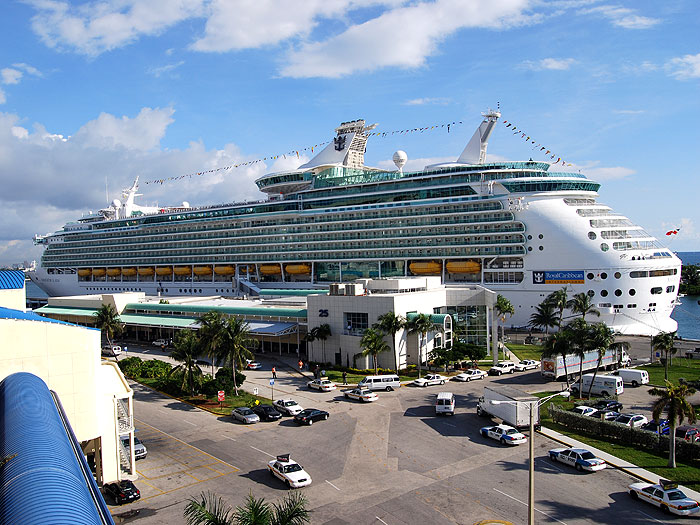 Royal Carribean's Navigator of the Seas berthed at Fort Laurderdale prior to boarding its 3000 passengers.